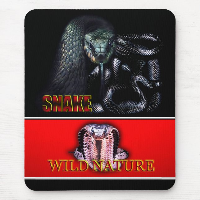 WILD NATURE - black SNAKE design collection Mouse Pad (Front)