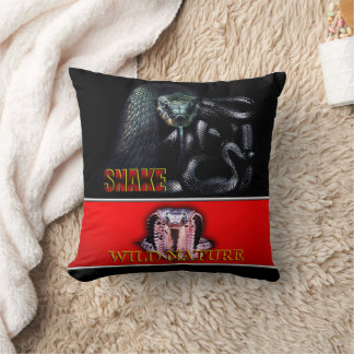 WILD NATURE - black SNAKE design collection Throw Pillow
