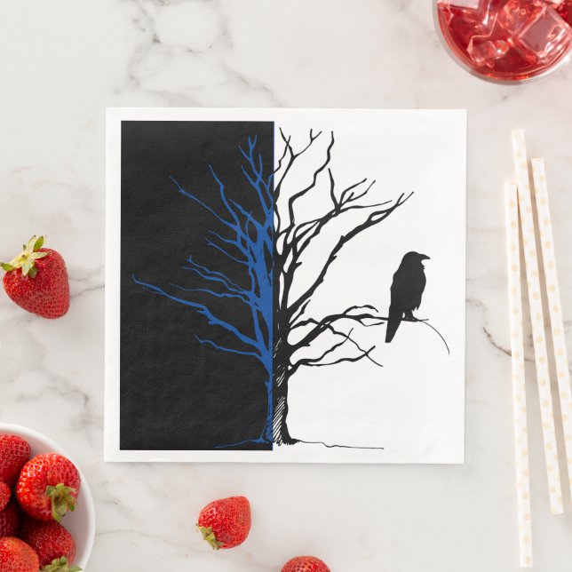 Wild Nature Blackbirds Raven Tree Paper Dinner Napkins (Insitu)