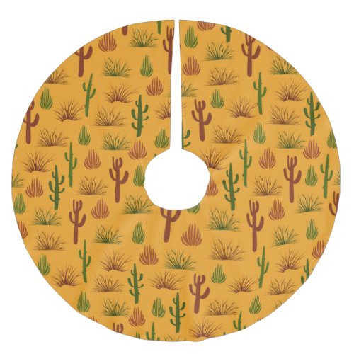 Wild Nature Cactus Bushes Pattern Brushed Polyester Tree Skirt