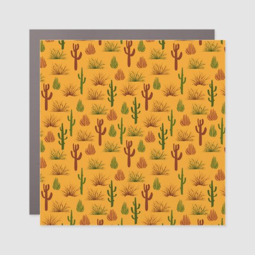 Wild Nature Cactus Bushes Pattern Car Magnet