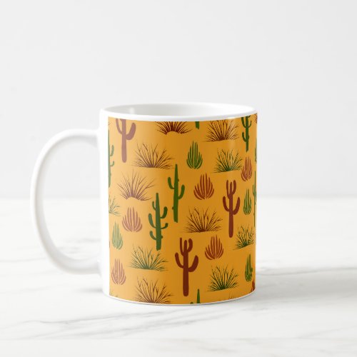 Wild Nature Cactus Bushes Pattern Coffee Mug