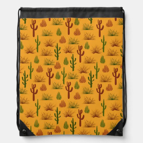 Wild Nature Cactus Bushes Pattern Drawstring Bag