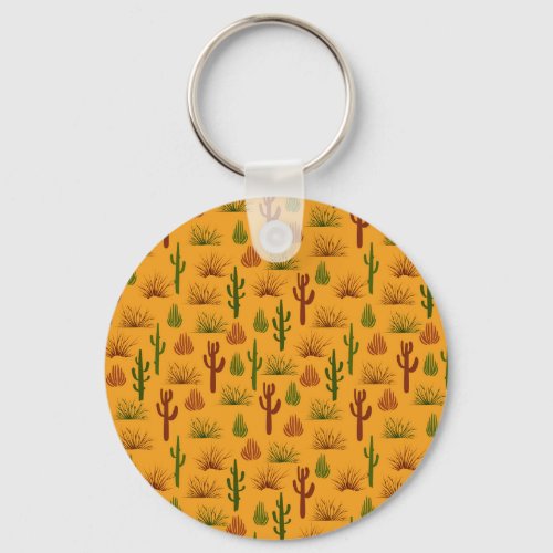 Wild Nature Cactus Bushes Pattern Keychain