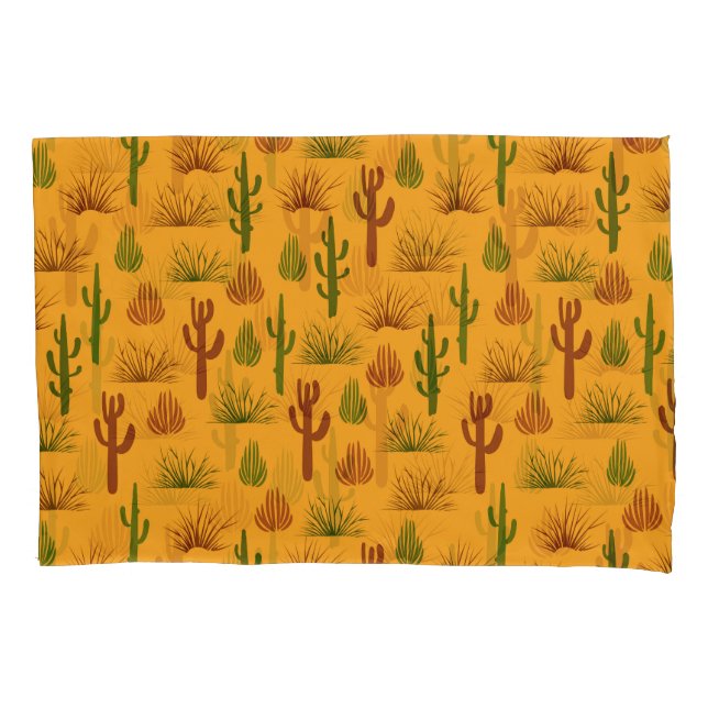 Wild Nature Cactus Bushes Pattern Pillow Case (Front)