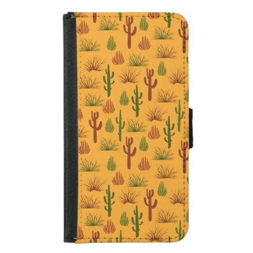 Wild Nature Cactus Bushes Pattern Samsung Galaxy S5 Wallet Case