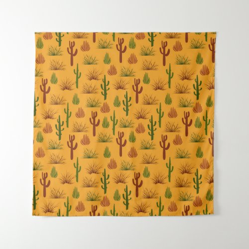 Wild Nature Cactus Bushes Pattern Tapestry