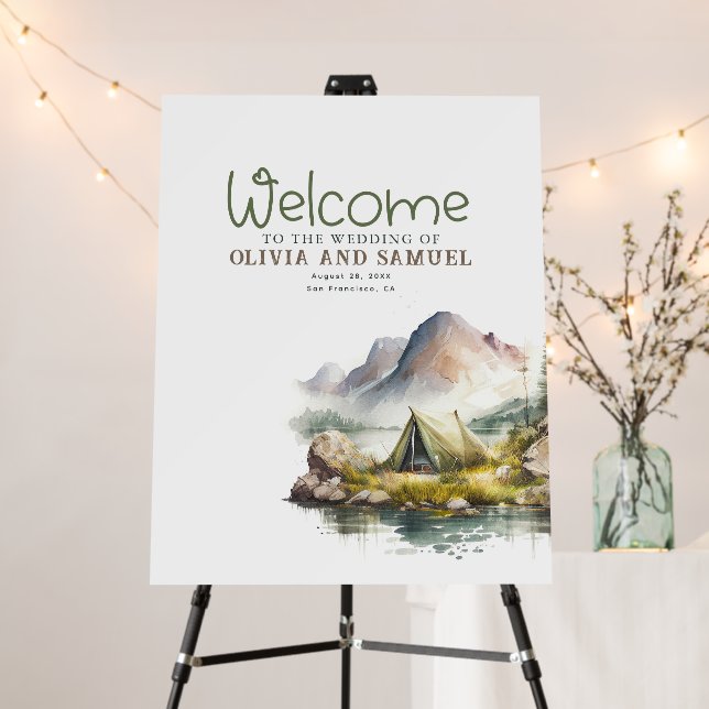 Wild Nature Camping Inspired Party Welcome Sign (In Situ (Stand))