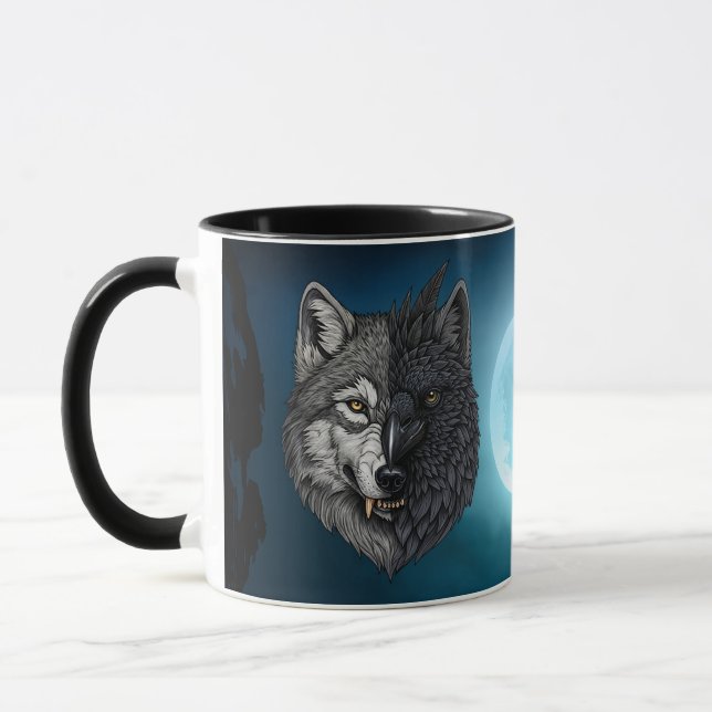 Wild Nature Crow-Raven Wolf Mug (Left)