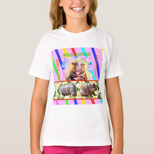 WILD NATURE HIPPO design collection T_Shirt