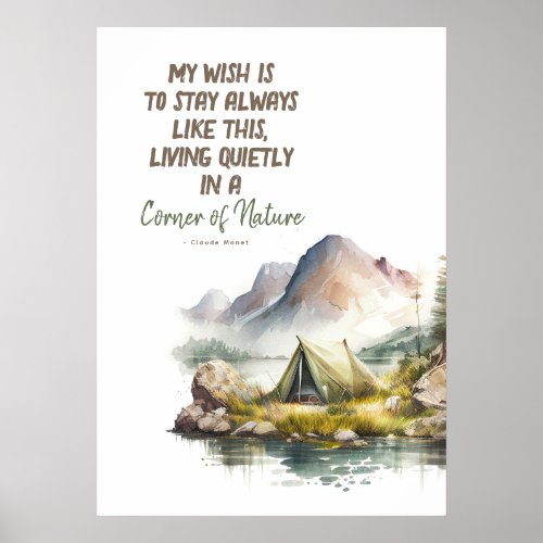 Wild Nature Living Inspired Camping Quotes Poster