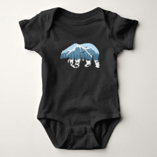 Wild Nature Polar Bear Wolves Mountain Forest Art Baby Bodysuit