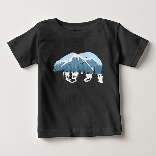 Wild Nature Polar Bear Wolves Mountain Forest Art Baby T-Shirt (Front)
