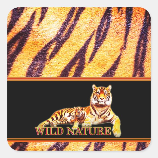WILD NATURE - TIGER design collection Square Sticker (Front)