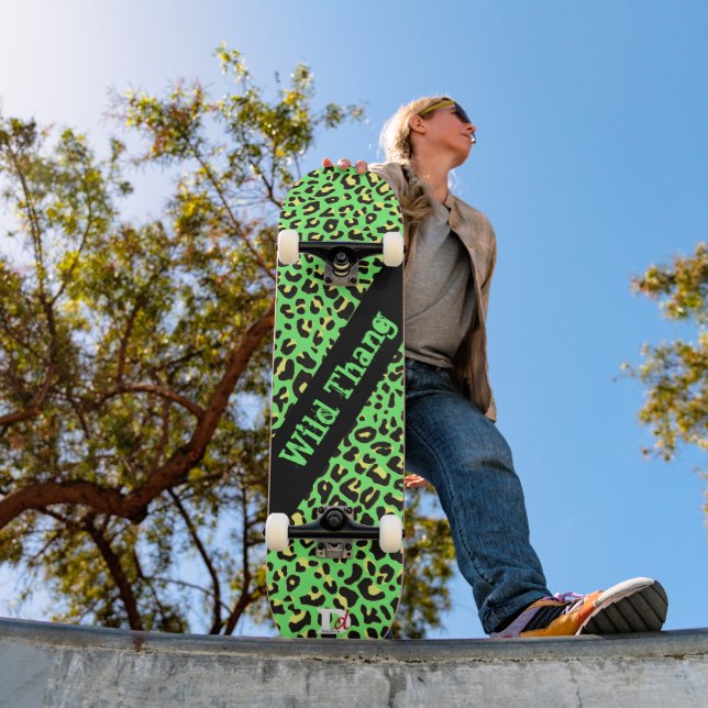 Wild Neon Green Leopard Print Dd Brand Skateboard (Outdoor 1)