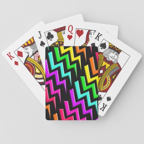 Wild Neon Lightning Bolts Playing Cards