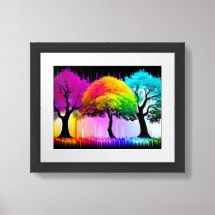 Wild Neon Radical Vivid Electric Enchanted Forest Framed Art