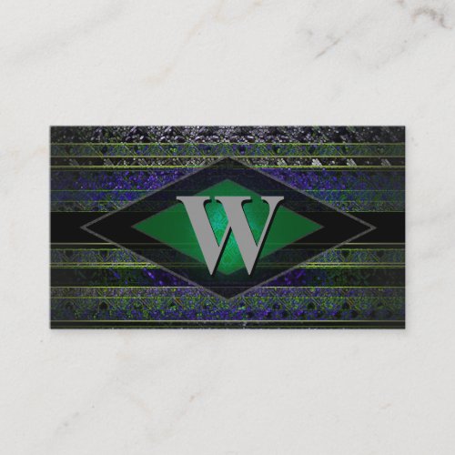 Wild Neon Stripes Monogram Business Cards Template