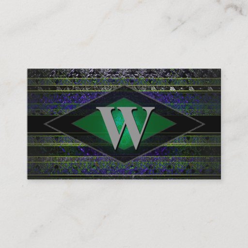 Customizable Wild Neon Stripes Monogram Business Cards Template