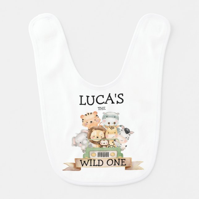 Wild One 1st Birthday  Baby Bib (Front)