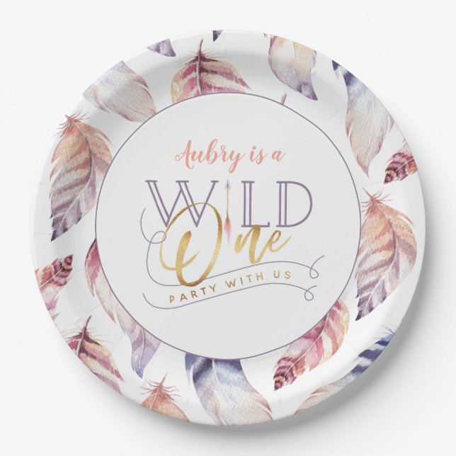 wild one 1st birthday birthday party paper plates (Front)