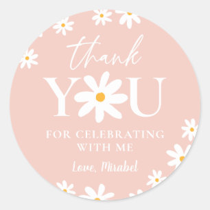 Wild One 1st Birthday Boho Blush Pink Daisy Classic Round Sticker
