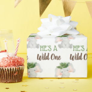 Wild One 1st Birthday Boy Jungle Safari  Wrapping Paper