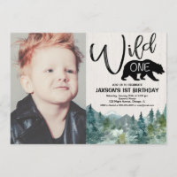 Wild one 1st birthday boy rustic outdoors photo