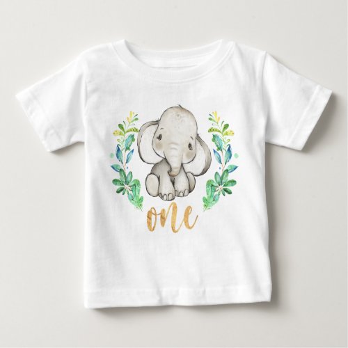 Wild One 1st Birthday Elephant Baby T_Shirt