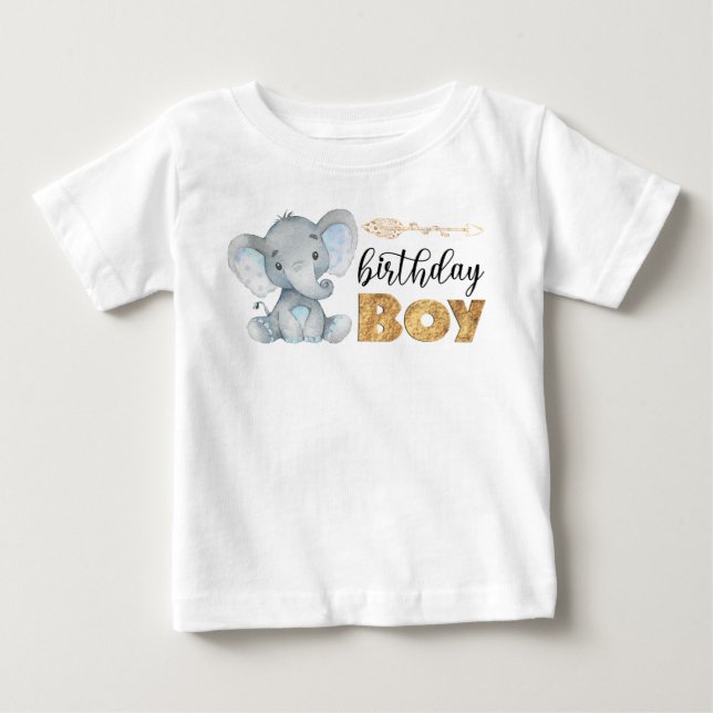 Wild One 1st Birthday Elephant Baby T-Shirt (Front)