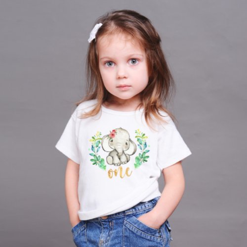Wild One 1st Birthday Elephant Baby T_Shirt