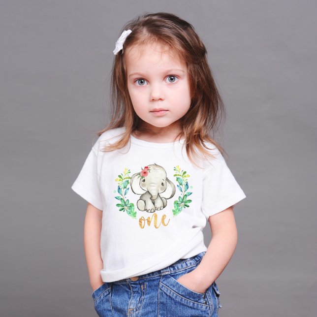 Wild One 1st Birthday Elephant Baby T-Shirt (Creator Uploaded)