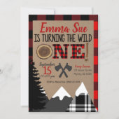 Wild One 1st Birthday Flannel Lumberjack Birthday Invitation (Front)