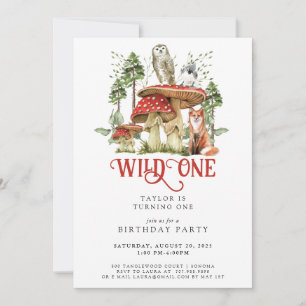 Wild One 1st Birthday Forest Animals Invitation