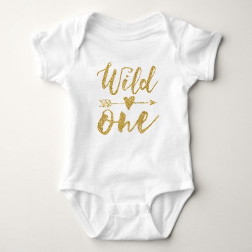 Wild One  1st Birthday Golden Baby Bodysuit