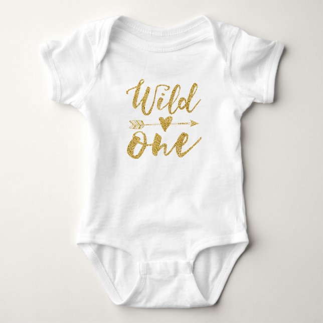 Wild One | 1st Birthday Golden Baby Bodysuit (Front)
