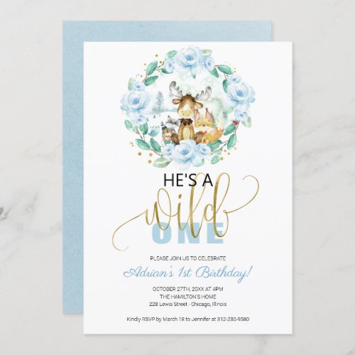 Wild One 1st Birthday Greenery Woodland Invitation