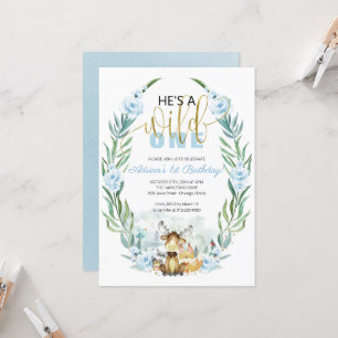 Wild One 1st Birthday Greenery Woodland Invitation
