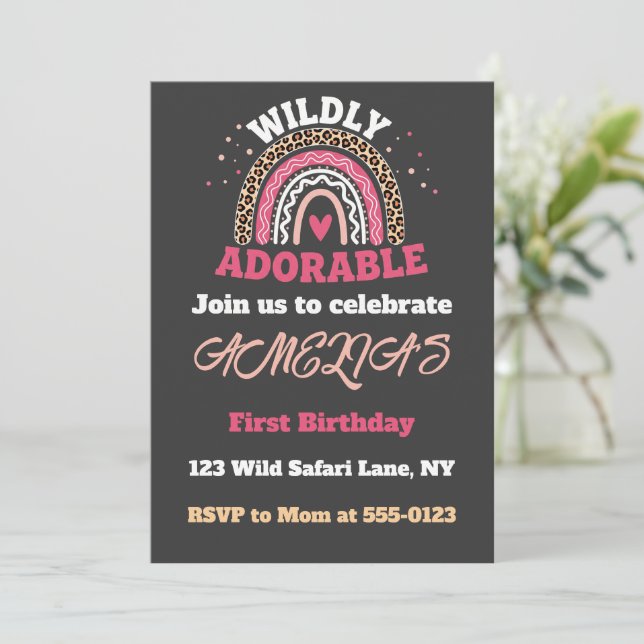 Wild One 1st Birthday Invitation (Standing Front)