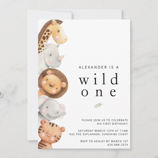 Wild One 1st Birthday Invitation (Front)