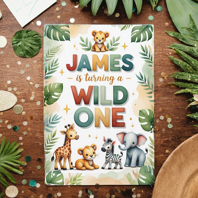 Wild One 1st Birthday Invitation Card - James (Creator Uploaded)