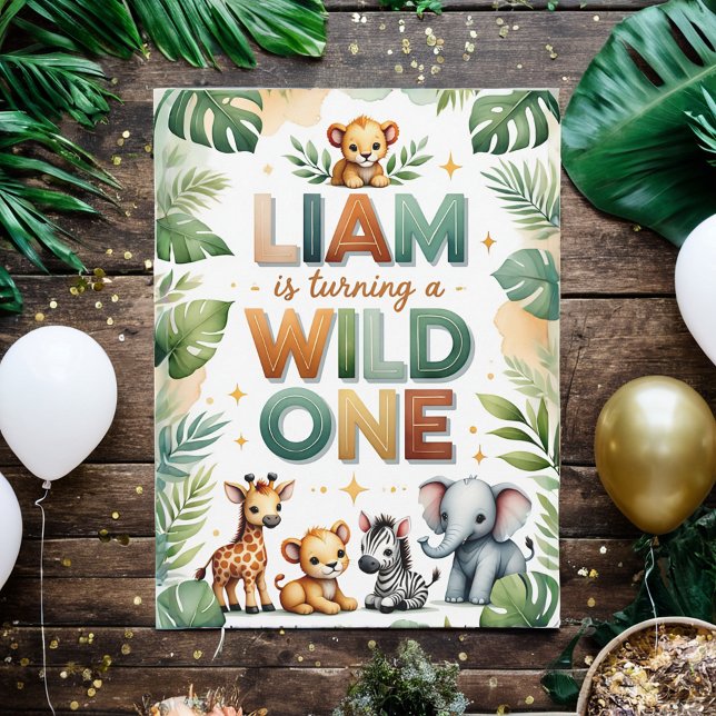 Wild One 1st Birthday Invitation Card - Liam (Creator Uploaded)