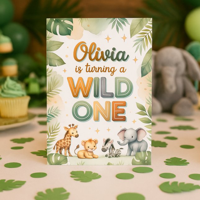 Wild One 1st Birthday Invitation Card - Olivia (Creator Uploaded)