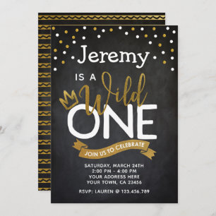 Wild One 1st Birthday Invitation Chalkboard