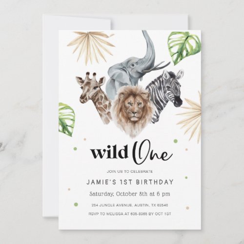 Wild One 1st Birthday Invitation Safari Jungle In Invitation