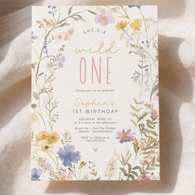 Wild One 1st Birthday Invitation Template, Wildflo (Creator Uploaded)