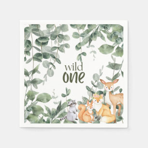 Wild One 1st Birthday Invitation Woodland Safari Napkins