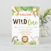 Wild One 1st Birthday Jungle Animals Boy Invitation (Standing Front)