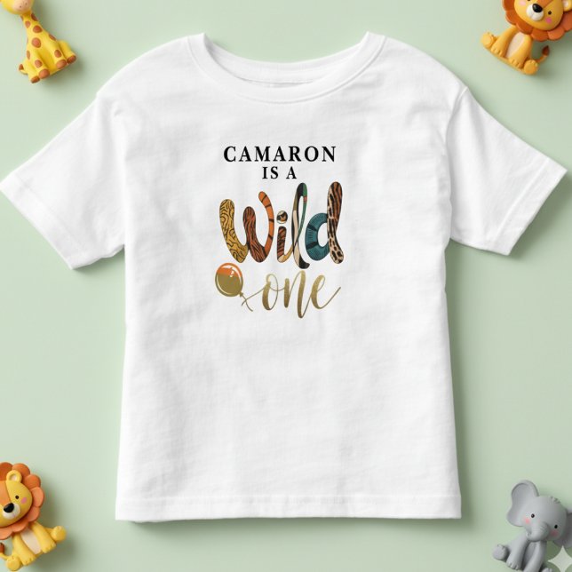 Wild One 1st Birthday Jungle Baby Personalized Toddler T-shirt (Creator Uploaded)