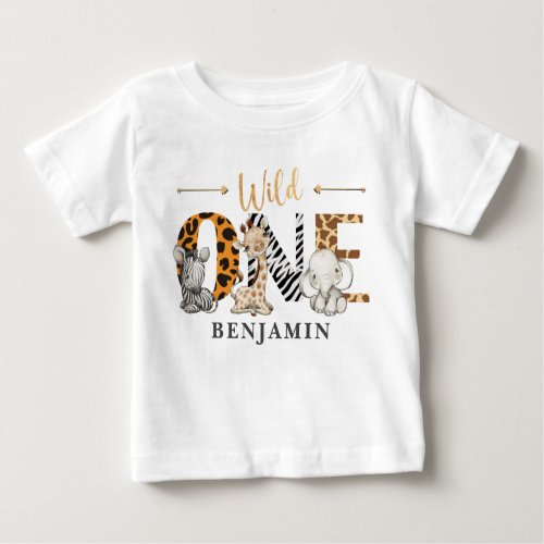 Wild One 1st Birthday Jungle Baby T-Shirt